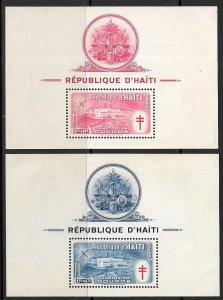 HAITI 1949 Anti Tuberculosis Airmail Semi Postal Souvenir Sheet Set Sc CB7a,CB8a