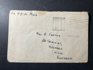 Thailand Prisoner of War POW Cover Tamuan to Kogarah NSW Australia