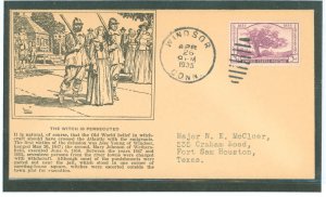 US 772 1935 3c Connecticut Tercentenary (Charter Oak) on an addressed, typed FDC with a Wilson Cachet and an unofficial Winsor,