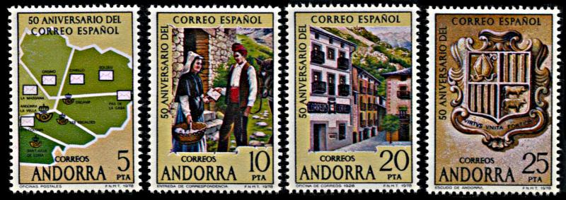 Andorra (Spanish) 102a-d, MNH, 50th anniversary of Spanish Post Office