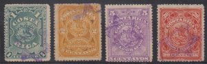 COSTA RICA 1892 Sc 35-37 & 39 CHOICE VIOLET DAVID's STAR MUTE CANCELS JUDAICA 