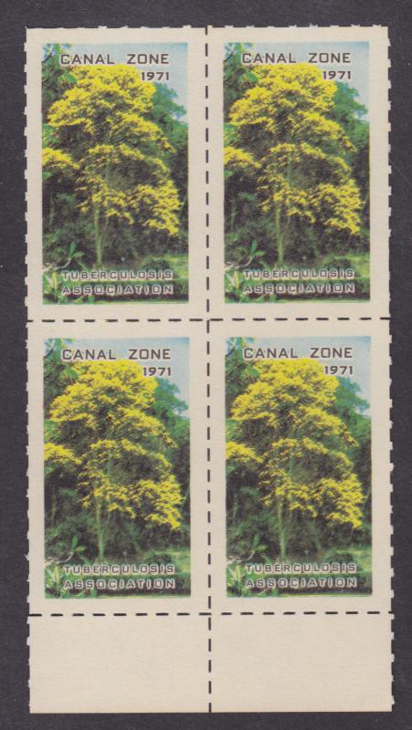 Canal Zone, 1971 Christmas Tuberculosis Seal, Sheet Margin Block of 4, VF, MNH