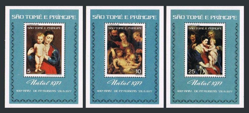 St Thomas & Prince 469-471 deluxe, MNH. Michel Bl.4-6. Peter Paul Rubens, 1977.