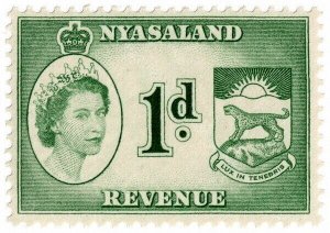 (I.B) Nyasaland Revenue : Duty Stamp 1d