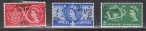 BAHRAIN Scott # 115-17 MH - QEII Jubilee Jamboree - GB Stamp With Overprint