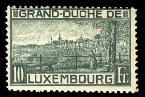 Luxembourg #191 Cat$1,000 (for the sheet), 1923 10fr deep green, stamp from s...