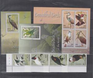 LESOTHO 3 SHEETS + 4 SETS BEAUTIFUL BIRDS