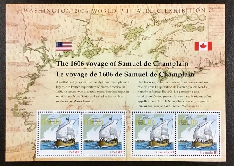 4074  Voyage of Samuel de Champlain MNH. In 2006 Canada/ US Joint issue