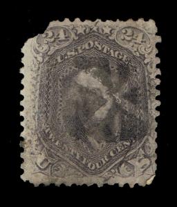AFFORDABLE GENUINE SCOTT #78b 1862 GRAY 24¢ WASHINGTON - SCV $425 IF PERFECT