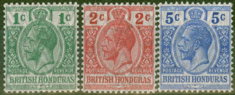 British Honduras 1915-16 Security set of 3 SG111-113 V.F Very Lightly Mtd Mint