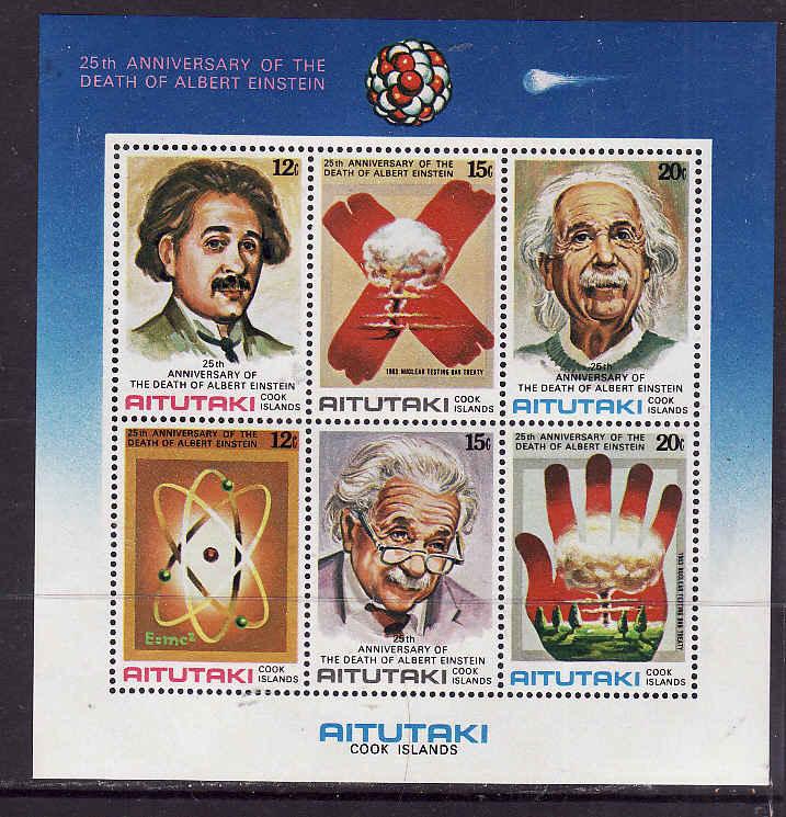 Aitutaki-Sc#191B-unused NH sheet-Albert Einstein-Space-1980-