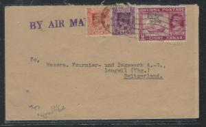 BURMA (P0406B)  KGVI 1 1/2A+4A+8A A/M TO SWITZERLAND