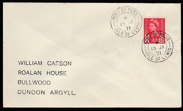 GB SCOTLAND 1971 cover PORT OF NESS / ISLE OF LEWIS  cds...................66706