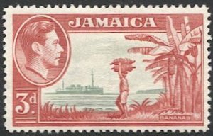 JAMAICA 1952  Sc 152, MH 3d KGVI + Banana plantation, cv $3.75  VF