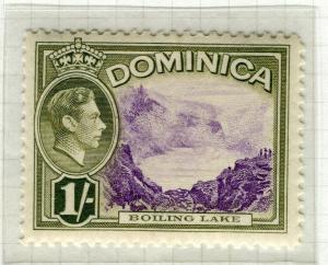 DOMINICA; 1938 early GVI issue fine Mint hinged 1s. value