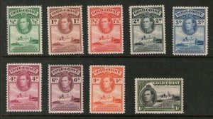 Gold Coast 1938 KGVI Sc 115a-23a perf.12X11.5 MNH