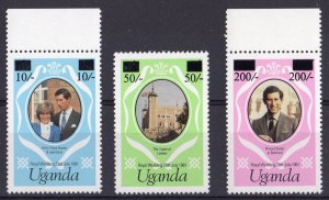 Uganda 1981 Sc#314a/316a ROYAL WEDDING CHARLES & DIANA Set overprinted (3) MNH