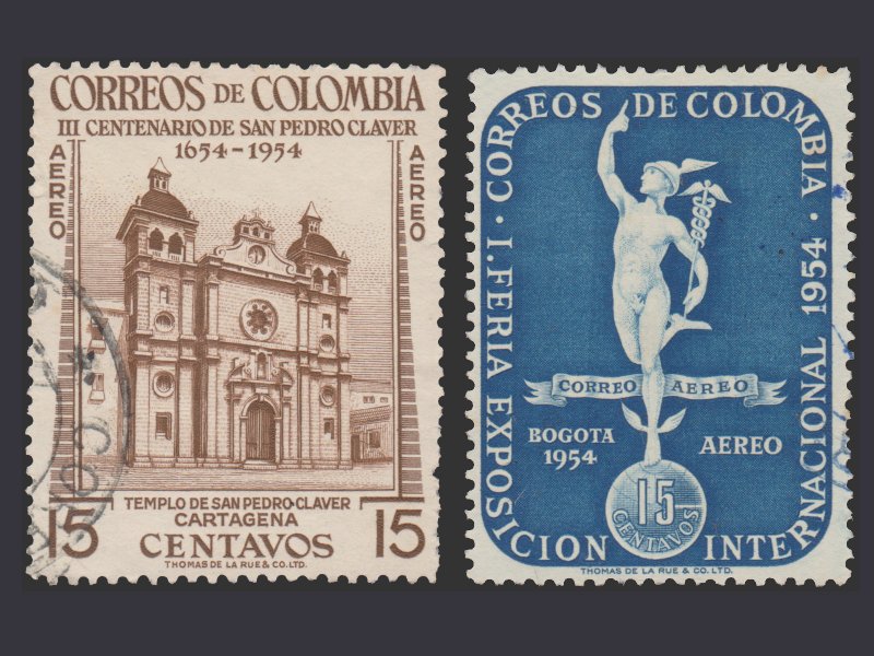 COLOMBIA 1954. AIRMAIL STAMP. SCOTT # C258 -  C259. USED