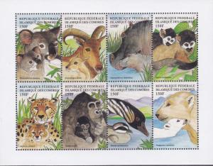 Comoro Islands 1999 Complete Set of Four (4) Animal Sheets Tiger Whale VF/NH(**)