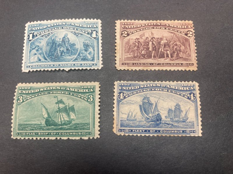 KAPPYS STAMPS USA #230-34 1893 COLUMBIAN SET OF FOUR MINT HINGED  K169