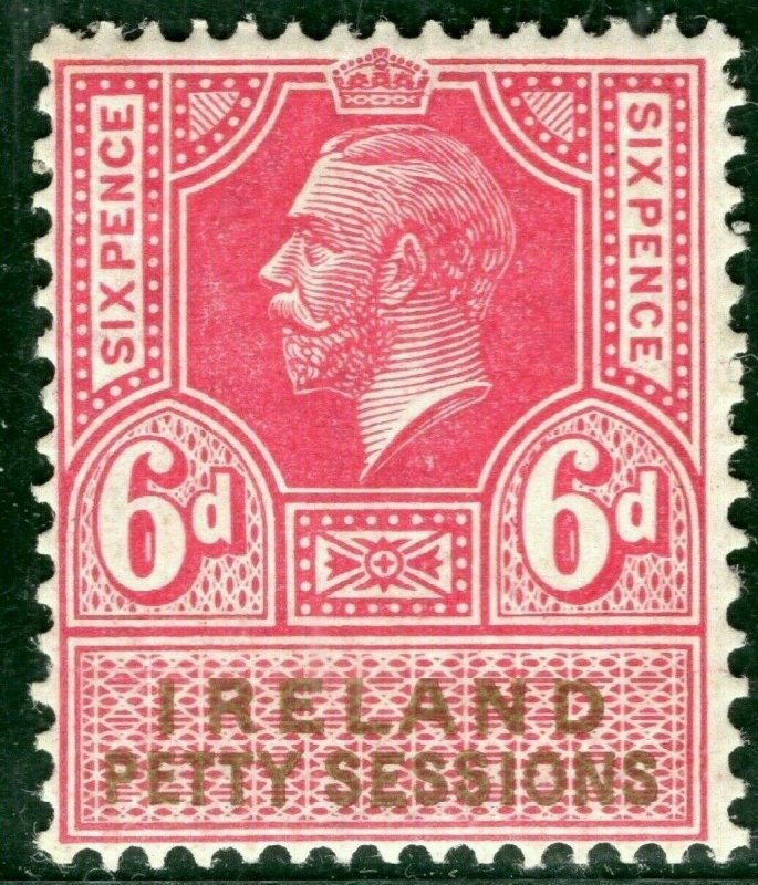 GB IRELAND KGV Revenue Stamp 6d PETTY SESSIONS Mint VLMM {samwells}BLACK246