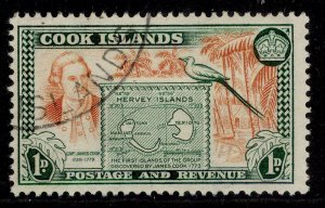 COOK ISLANDS GVI SG151, 1d chestnut & green, FINE USED.