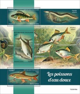 Togo - 2023 Freshwater Fish, European Perch, Bream - 3 Stamp Sheet - TG230108a