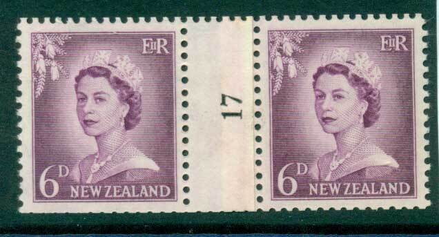 New Zealand 1956 QEII Redrawn 6d Mauve Coil Join #17 Upwards  MH/MUH Lot25634