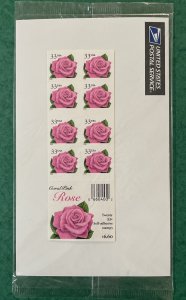 3052 Ef CORAL PINK ROSE Booklet Pane of 20 US 33¢ Stamps 1999 MNH USPS Sealed