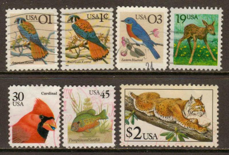 United States  #2476-82  used set (1990-95)  c.v. $2.45 