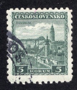 Czechoslovakia 1932 5k gray green Castle, Scott 186 used, value = 60c