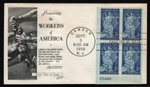 #1082 3c Labor Day-Plate Block, Fleetwood H/C FDC **ANY 5=FREE SHIPPING**