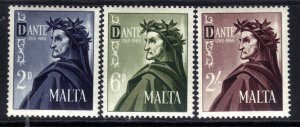 Malta 1965 QE2 Set 700th Anniv Dante Lmm SG 349 - 351 ( E1191 )