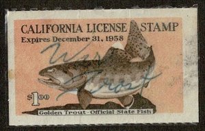 USA California Fishing License stamp 1958