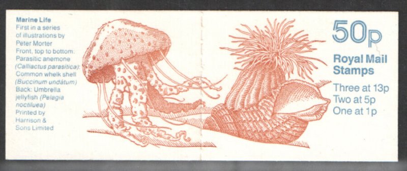 FB50 1986 Marine Life (1st) 50p Folded Booklet - good perfs 