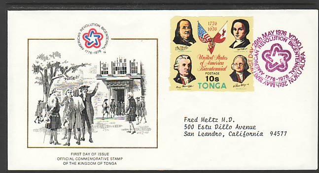 Tonga US Bicentennial 1976 Typed FDC BIN 1059
