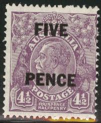 Australia Scott 107 MH* overprint CV$10