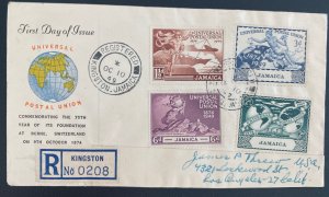 1949 Kingston Jamaica First Day Cover FDC  Universal Postal Union 75th Anniv