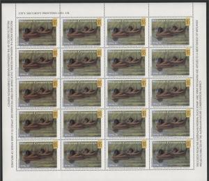 AUSTRALIA, WETLANDS DUCK HUNTING STAMP 1986 FULL SHEET MNH