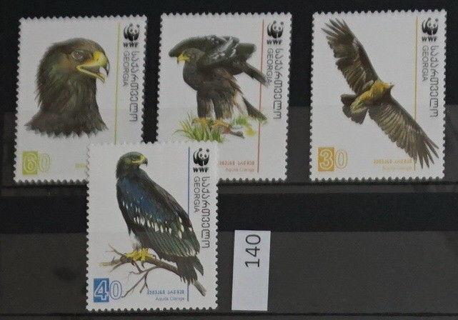 S0 0140 WWF Animals Georgia MNH 2007 Birds, Eagles Mi 527-530