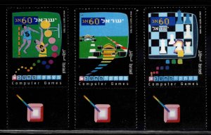 ISRAEL Scott 1068-1070 MNH** computer game stamp set with tabs