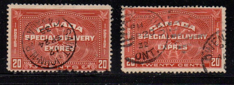 Canada Sc E4-5 1930-32  20c henna brown Special Delivery stamps used