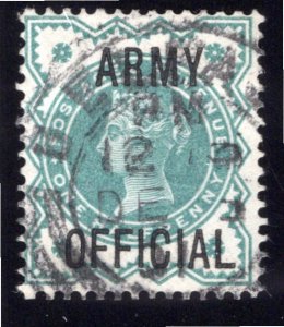 Great Britain GB 1900 Army Official ½d blue-green SG O42 used