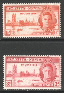 Saint Kitts-Nevis Scott 91/92 - SG78/79, 1946 Victory Set MH*