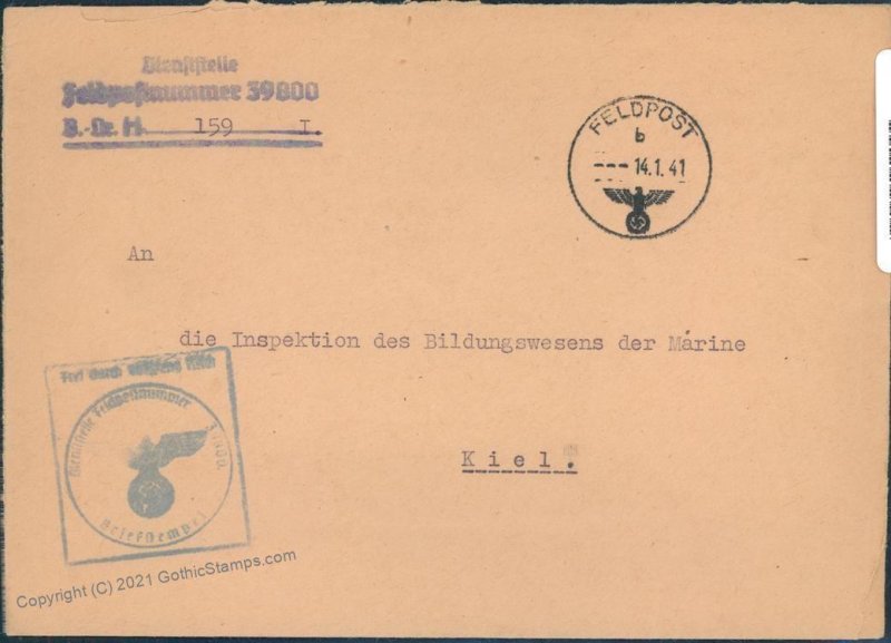 3rd Reich Kriegsmarine Navy Esbjerg Denmark Feldpost G47002