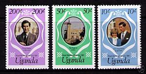 UGANDA Sc# 314 - 316 var MNH FVF Set3 Royal Lady Diana