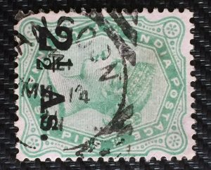 INDIA 1891 QV 2½As opt 4As6p used abroad RANGOON CDS SG#102 I3866