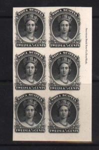 Nova Scotia #13P XF Mint Imprint Proof Block Of 6