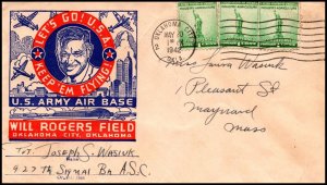 20 May 1942 WWII Patriotic Cover Will Rogers Field Edmunds Sherman 4590