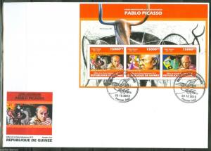 GUINEA   2014 40th MEMORIAL  ANNIVERSARY PABLO PICASSO SHEET  FDC